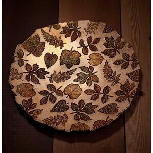 Vietri Autunno Glass Medium Serving Bowl 13″ Autumn Leaves Design - NEW